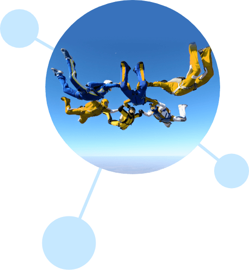 Parachutists in the air